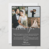 シンプルエレガントモダンScript 6写真結婚s サンキューカード (裏面)