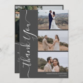 シンプルエレガントモダンScript 6写真結婚s サンキューカード (正面/裏面)
