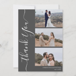 シンプルエレガントモダンScript 6写真結婚s サンキューカード