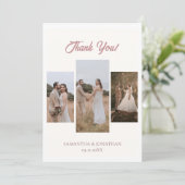 シンプルエレガントモダンScript 6写真結婚s サンキューカード (スタンド正面)