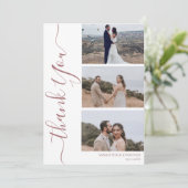 シンプルエレガントモダンScript 6写真結婚s サンキューカード (スタンド正面)