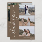 シンプルエレガントモダンScript 6写真結婚s サンキューカード (正面/裏面)