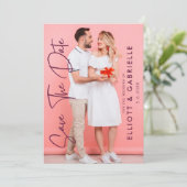 シンプルエレガントモダンScript Photo結婚's セーブザデート (スタンド正面)
