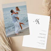 シンプルエレガントモノグモダンラム結婚写真 招待状