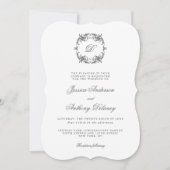 シンプルエレガントモノグラクラシックム結婚 招待状 (正面)