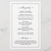 シンプルエレガントモノグラフォーマルム結婚式 プログラム (裏面)