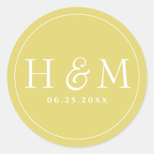 シンプルエレガントモノグラムの結婚タイポグラフィ ラウンドシール (正面)