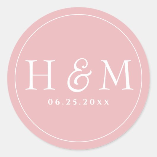 シンプルエレガントモノグラムの結婚タイポグラフィ ラウンドシール (正面)