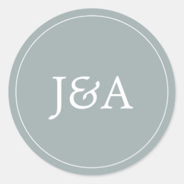 シンプルエレガントモノグラムほこりっぽいブルー封筒用シール ラウンドシール