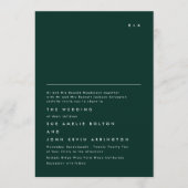 シンプルエレガントモノグラムエメラルドグリーン結婚ズ 招待状 (正面)