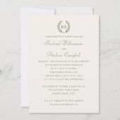 シンプルエレガントモノグラムグリーンクリー結婚ム 招待状 (正面)