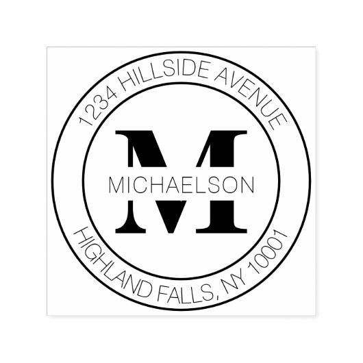 シンプルエレガントモノグラムファミリー名差出人住所 セルフインキングスタンプ (デザイン)