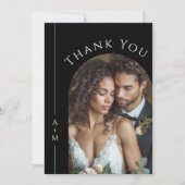 シンプルエレガントモノグラム結婚の写真ありがとう サンキューカード (正面)