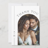 シンプルエレガントモノグラム結婚の写真ありがとう サンキューカード (正面)