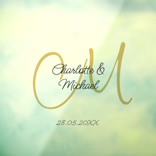 シンプルエレガントモノグラム結婚の ウィンドウサイン (シート3)