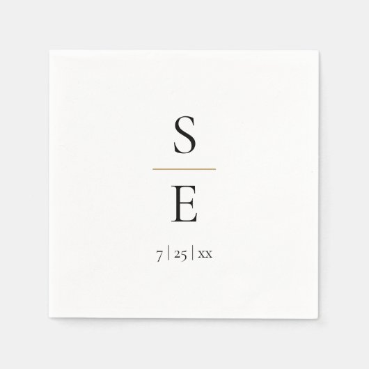 シンプルエレガントモノグラム結婚ナプキンス スタンダードカクテルナプキン (正面)