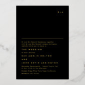 シンプルエレガントモノグラム金ゴールド結婚文字ズオンブラック 箔招待状 (正面)