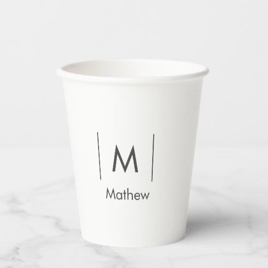 シンプルエレガントモノグラムgroomsman行名 紙コップ (正面)