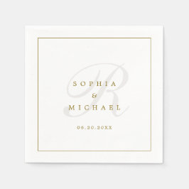 シンプルエレガントモノグラ結婚ム スタンダードカクテルナプキン