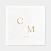 シンプルエレガントモノグラ結婚ム 箔ナプキン (正面)