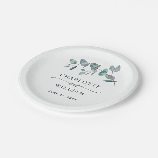 シンプルエレガントユーカリフローラ結婚式 ペーパープレート (アングル)