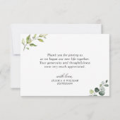 シンプルエレガントユーカリ水彩緑 サンキューカード (裏面)