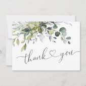 シンプルエレガントユーカリ水彩緑 サンキューカード (正面)