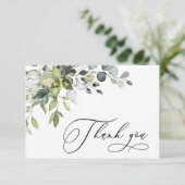 シンプルエレガントユーカリ水彩緑 サンキューカード (スタンド正面)