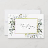 シンプルエレガントユーカリ水彩緑 サンキューカード (正面)