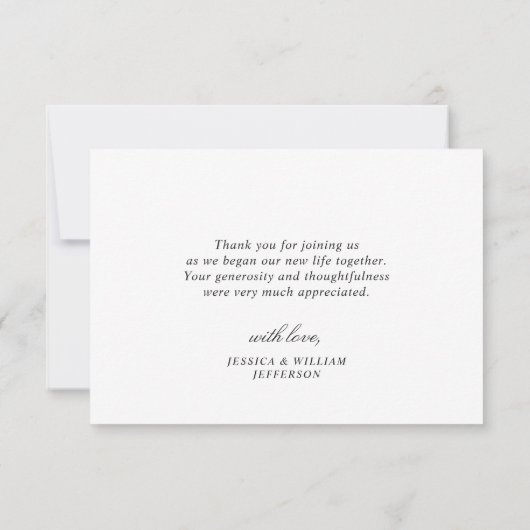 シンプルエレガントユーカリ水彩緑 サンキューカード (裏面)