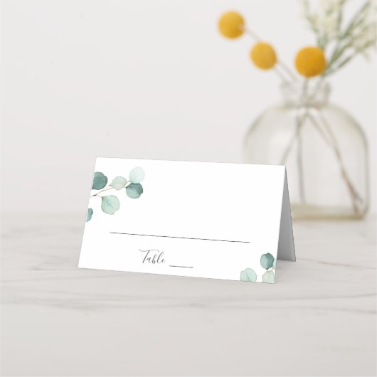 シンプルエレガントユーカリ素朴グ結婚ス プレイスカード (正面)