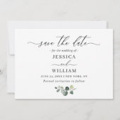 シンプルエレガントユーカリ3写真結婚ズ セーブザデート (裏面)