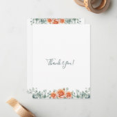 シンプルエレガントユーカリ&ピーチバラサンキューユー ノートカード (正面/裏面インサイチュ)