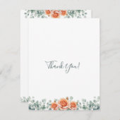 シンプルエレガントユーカリ&ピーチバラサンキューユー ノートカード (正面/裏面)