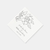 シンプルエレガントラインアートマグノリアフローラ結婚ズ スタンダードカクテルナプキン (角)