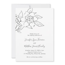 シンプルエレガントラインアートマグノリアフローラ結婚ズ