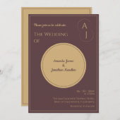 シンプルエレガントラグジュアリープルプル金ゴールド結婚ズ 招待状 (正面/裏面)