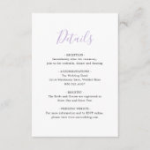 シンプルエレガントラベンダーバイオレット結婚パープルズ エンクロージャーカード (正面)