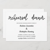 シンプルエレガントリハーサル夕食手書きスクリプト 招待状 (正面/裏面)