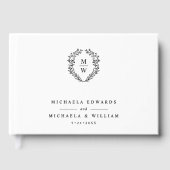 シンプルエレガントリースモノグラム結婚ス ゲストブック (正面)