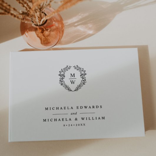 シンプルエレガントリースモノグラム結婚ス ゲストブック