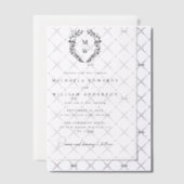 シンプルエレガントリースモノグラム結婚ス ベラム紙招待状 (オフセット (招待状))