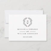 シンプルエレガントリースモノグラム結婚ス 出欠カード (裏面)