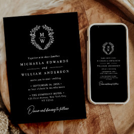 シンプルエレガントリース文字のみ結婚の 招待状