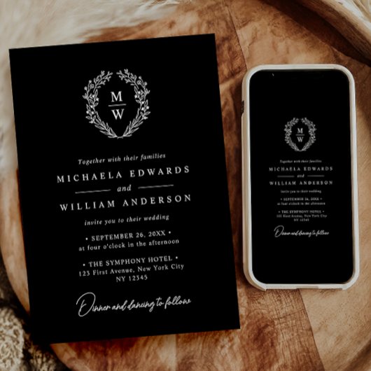 シンプルエレガントリース文字のみ結婚の 招待状