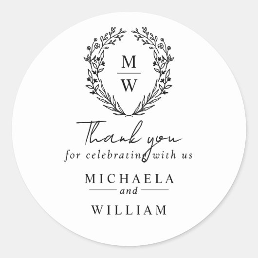 シンプルエレガントリース結婚式の引き出物 ラウンドシール (正面)