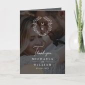 シンプルエレガントリース7 – フォト文字オーバーレイ結婚ス サンキューカード (正面)