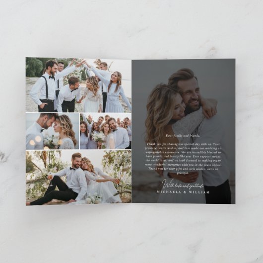 シンプルエレガントリース7 – フォト文字オーバーレイ結婚ス サンキューカード (内部)