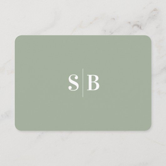 シンプルエレガントリーフ緑結婚詳細 エンクロージャーカード (裏面)