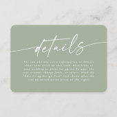 シンプルエレガントリーフ緑結婚詳細 エンクロージャーカード (正面)